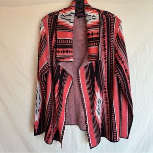Rock & Roll Cowgirl aztec print open front sweater